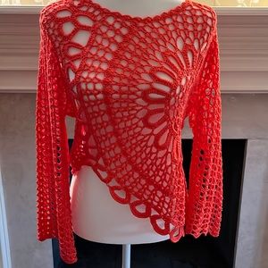 Stunner! Orange crochet top size s/m